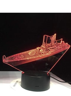 Buy Multicolour Destroy Ship 3D LED Night Light Table Lamp Acrylic Bulb Optical Illusion Lumineuse Baby Sleeping Lighting Room Gift 16 Color with Remote in UAE