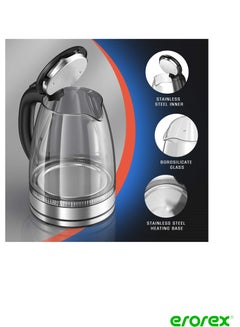 Buy Electric Kettle 1.7L  Electric Glass Tea Kettle Cordless Portable Glass Jug Kettle with Auto Shutoff Protection Stainless Steel Lid & Bottom in Saudi Arabia