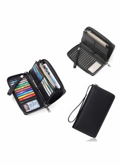 اشتري Credit Card Holder Wallet Rfid Blocking Leather Zip Around Wallet Large Capacity Long Purse Credit Card Clutch Wristlet Women's Long Wallet Rfid Large Capacity Handbag Pu Bank Card Storage Bag في الامارات