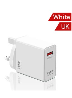 اشتري 120W UK Multifunctional Super Fast Charging Adapter Mobile Phone Charger Travel Power Adapter White في السعودية
