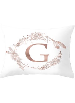 Buy G Letters Printed Throw Pillow Cover White 30 X 50cm in UAE