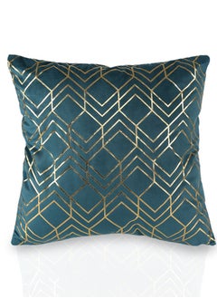 Buy Knife Edge Printed Cushion Cover -Dark Green, Polyester, 45 X 45 Cms, 1-Piece in UAE