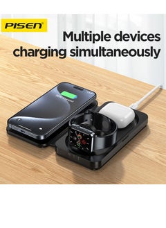 اشتري PISEN 3-in-1 15W travel Multifunctional Magnetic Wireless Charger Suitable for mobile phones, Bluetooth earphones, and smart watches في الامارات