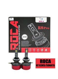 Buy Car LED Head light System Roca R8Pro  4500LM for Car Vehicle - 2 pcs set - Model: H7-K3-KS-SONATA in Saudi Arabia