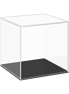 Buy Acrylic Display Case with Black Base 6x6x6 Inch Countertop Box Cube Organizer Stand Riser Dustproof Protection Showcase for Action Figures Toys Collectibles in UAE