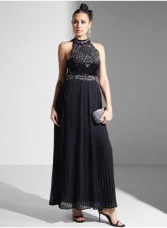 Buy Dima Embroidered Dress With Pleats in Saudi Arabia