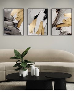 Buy Gold Black Abstract Canvas Framed Wall Art in UAE