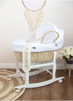 Buy Moses Basket Cot with Wheels Stand (White) in Saudi Arabia