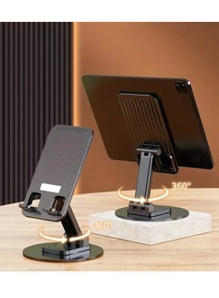 اشتري 360 Degree Rotating Foldable Portable Desktop Phone Holder for All Mobile Phones with Metal Base (Black) في مصر