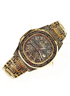 اشتري Men's Stainless Steel  Watch Vintage Relief Gold and Black في السعودية