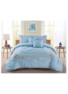 Buy Microfiber Embroidered Soft Quality Comforter Bedding set-King Size 6Pcs 1-PC fitted bedsheet 200 * 200cm,1-PCS Comforter 220 * 240 fixed, 4PCS Super Soft Pillowcases in UAE