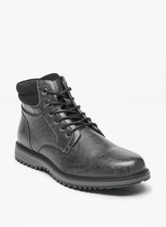 Buy Men Panelled Ankle Boots with Zip Closure in UAE