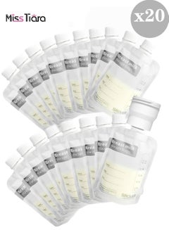 Buy 20 Pcs Breast Milk Storage Bags Self Standing Leak Proof Breast Milk Storage Bag With an adapter  160 ml in UAE