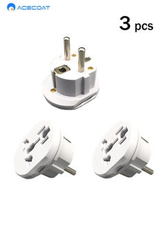 Buy Universal Travel Adapter Plug Converter,16A 2500W US/AUS/UK to EU Wall Charger Power Plug,2/3 pin to 2 pin plug socket Fits Type A,B,G,I,J & L for Spain,Italy,Greece, Turkey 250 V (Type E/F),White in Saudi Arabia