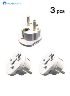 Buy Universal Travel Adapter Plug Converter,16A 2500W US/AUS/UK to EU Wall Charger Power Plug,2/3 pin to 2 pin plug socket Fits Type A,B,G,I,J & L for Spain,Italy,Greece, Turkey 250 V (Type E/F),White in Saudi Arabia