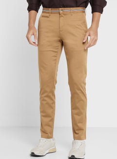 Buy Thomas Scott Men Brown Slim Fit Chinos Trousers in UAE