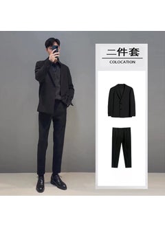 Buy Casual Suit Set DK Style Unisex Blazer School Outfit Black suit + cropped trousers in UAE