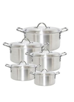 Buy 10-Piece Aluminium Cookware Set Silver 28cm in Saudi Arabia