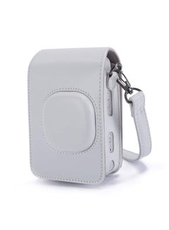 Buy PU Leather Camera Case Cover Bag Compatible with Fujifilm Instax Mini LiPlay Camera - White in UAE