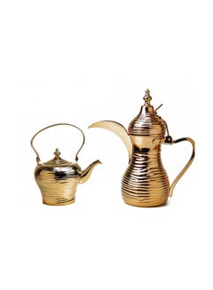 Buy Dallah 1.4 liters with fridge 2 liters decorated golden set in Saudi Arabia