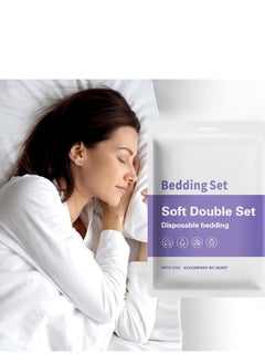 اشتري Double 4-Piece Travel Bed Sheets Set Disposable Bed Sheets 100% Cotton Quilt Cover and Pillow Case في السعودية