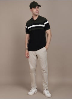 Buy Cotton Color Blocked Checkered T-Shirts for Men in UAE