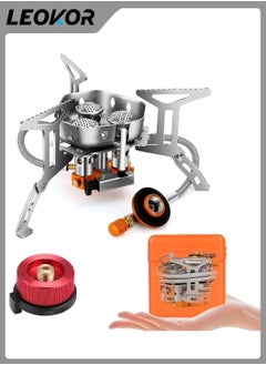 Buy Windproof Camp Stove Camping Gas Stove,with Fuel Canister Adapter,Piezo Ignition,Carry Case in Saudi Arabia