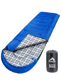 Buy Sleeping Bags XL for Adults, Large Wide Sleeping Bag for Camping & Backpacking, Big and Tall Sleeping Bags, 4 Season Warm & Cool Weather with Compression Sack (Blue&Plaid) in Saudi Arabia