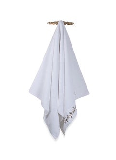 Buy Liza Embroidered Bath Towel, White - 500 GSM, 70x140 cm in UAE