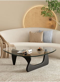 اشتري Modern Coffee Table Cafe Table Sofa Side Table End Table Snack Table Fashion Design for Living Room Bedroom Office Retail Tempered Glass Top Solid Wood Base H40xL82xW57 cm Type A في الامارات