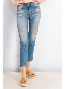 Buy Women Slim Fit Wash Stretchable Rip Jeans, Blue in Saudi Arabia