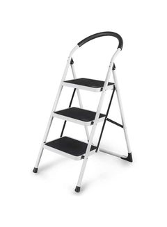 Buy 3 Steps Ladder Folding Step Stool With Anti Slip Sturdy And Wide Pedal Lightweight Portable Multi Use Stepladder For Home And Kitchen Foldable Ladder Space Saving in UAE