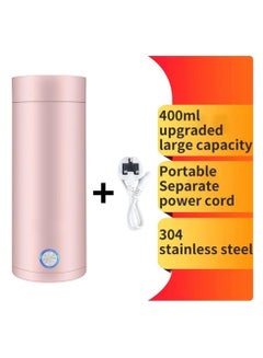 Buy Portable Electric Heating Water Cup Insulation Travel Water Kettle 400Ml Pink in Saudi Arabia