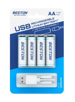 Buy Beston Rechargeable AA Batteries 2200 mWh - USB to Type C Charging in UAE