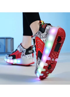 اشتري New Double Wheel Skate Shoe Luminous Pulley Shoes في الامارات