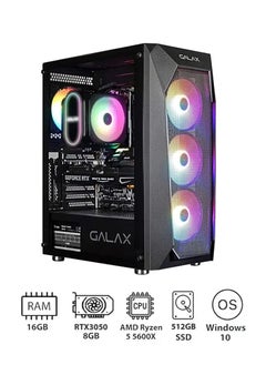 اشتري Gaming PC AMD Ryzen 5 5600X/16GB RAM/512GB SSD/ASROCK B550M-HDV MATX D4/ZOTAC GAMING GeForce RTX 3050 Twin Edge OC GDDR6 8GB/PSU 550W/GALAX PC Case (REV-05) 4-Fan/Windows 10/Black في الامارات