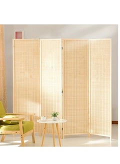 Buy Foldable partition room divider, 4 panels, beige/brown in Saudi Arabia