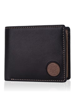Buy Bill Mens Leather Wallet, Black/Mud, Casual in UAE