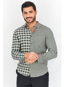 Buy Men Regular Fit Checkered Long Sleeves Casual Shirt, Black/Beige in Saudi Arabia