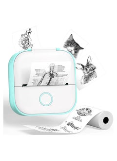 Buy Inkeless Printer- Mini Printer Sticker Maker Bluetooth Thermal Pocket Printer for Study Notes, Stickers, Photos, DIY Printing, for Birthday, Green in Saudi Arabia