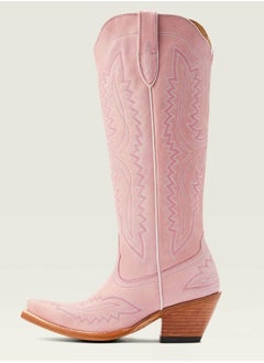 Buy Cowboy Boots For Women Western Embroidered Cowgirl Boots Chunky Heel Wide Tube Boots Pull on Pointy Toe Vintage Boots Pink in Saudi Arabia