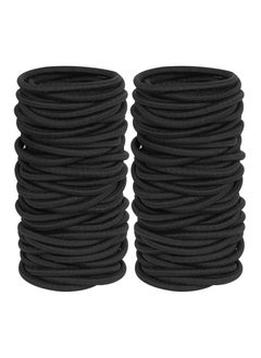 اشتري 120 Pieces Black Hair Ties for Thick and Curly Hair Ponytail Holders Hair Elastic Band for Women or Men 4mm في الامارات