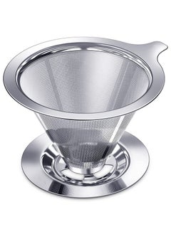 Buy Stainless Steel Paperless Reusable Coffee Filter, Single Cup Coffee Maker 1-4 Cup With Non-slip Cup Stand in Saudi Arabia