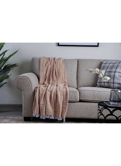 Buy Herringbone Textured Throw 127X152Cm - Ochre in UAE