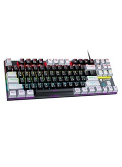 Buy Xunfox K80 Gaming Keyboard - Blue Mechanical Switch – Rainbow backlight – 87 Keys TKL Size – Double Color keycaps – ( Arabic & English Keys ) in Egypt