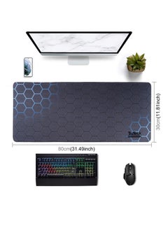 Buy Gaming Mouse Pad Anti-Slip Rubber Cloth Surface  Mat Keyboard Pad big table, Blue Honeycomb Long size in UAE