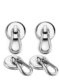 Buy 4 Pack Carabiner Magnetic Hooks 100LBS Strong Heavy Duty Neodymium Magnet with Swivel Hook Great for Your Kitchen Refrigerator and Other Surfaces Silvery in UAE