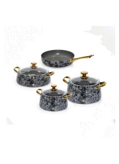 Buy 7-Piece Perfect Design Aluminum Cookware Pots And Pans Set, Grey/Black/Gold in Saudi Arabia