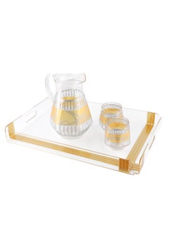 اشتري Acrylic Tray, Clear Tray, Acrylic Serving Tray with Handles for Ottoman, Coffee, Appetizer, Breakfast (Clear) في الامارات