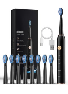 Buy Sonic Electric Toothbrush for Adults, IPX7 Waterproof Sonicare 40000VPM, Fast Charge Long Last with Intelligent Time Reminder 5 Optional Modes Dupont Brush Heads, Black in Saudi Arabia